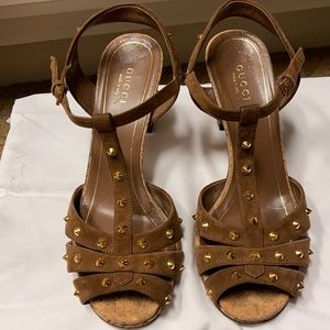 Gucci gold studded sandals